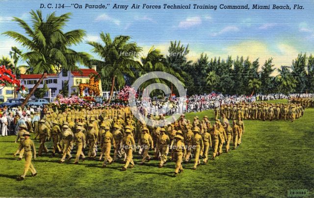'On Parade, Army Air Forces Technical Training Command, Miami Beach, Florida', USA, 1942. Artist: Unknown