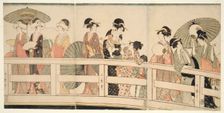 On top and beneath Ryogoku Bridge (Ryogokubashi no ue, shita), Japan, c. 1795/96. Creator: Kitagawa Utamaro
