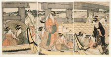 On top and beneath Ryogoku Bridge (Ryogokubashi no ue, shita), Japan, c. 1795/96. Creator: Kitagawa Utamaro