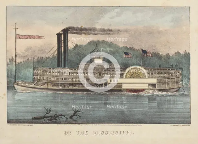 On the Mississippi, 1869. Creators: Nathaniel Currier, James Merritt Ives.