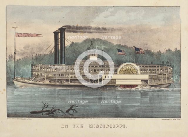 On the Mississippi, 1869. Creators: Nathaniel Currier, James Merritt Ives.