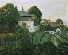 On the monastery wall in Opocno (formerly also Opocen; German Oposchno), Czech Republic, 1930. Creator: Hubert Landa