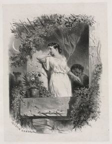 On the Balcony, 1842. Creator: Célestin François Nanteuil (French, 1813-1873)