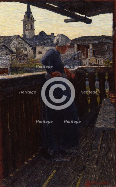 On the balcony, 1892. Creator: Segantini, Giovanni (1858-1899).