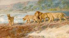 On the bank of an African river 1918. Artist: Briton Riviere