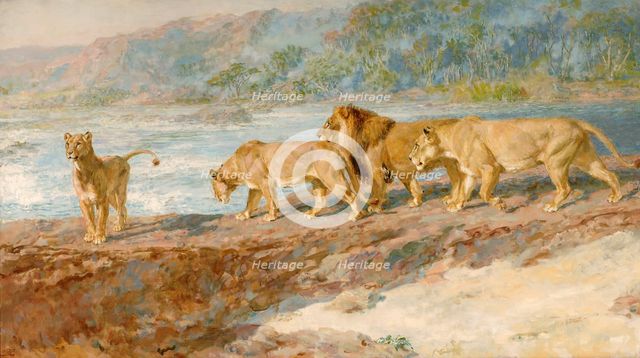 'On the bank of an African river', 1918. Artist: Briton Riviere