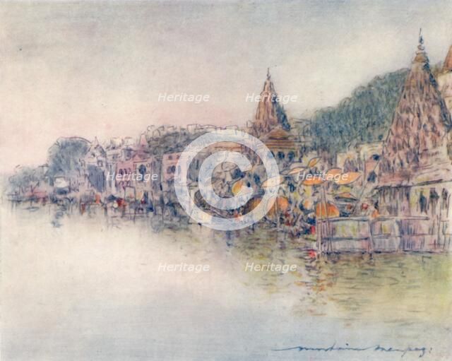 'On the Banks of Holy River, Benares', 1905. Artist: Mortimer Luddington Menpes.