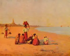 On the Banks of the Irrawaddy - Waiting for the Steamer 1913. Artist: James Raeburn Middleton