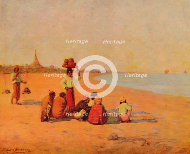 'On the Banks of the Irrawaddy - Waiting for the Steamer', 1913. Artist: James Raeburn Middleton.