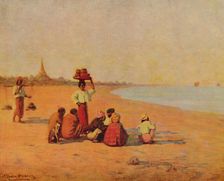 On the Banks of the Irrawaddy - Waiting for the Steamer 1913. Artist: James Raeburn Middleton