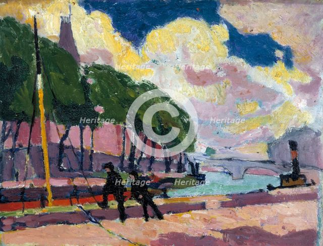 On the Banks of the Seine, 1909-1912. Creator: Henry Lyman Saÿen.