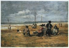 On the Beach 1880. Artist: Eugene Louis Boudin