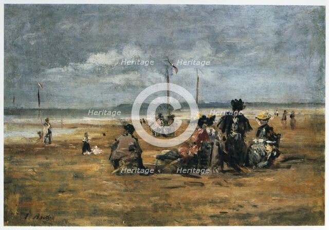 'On the Beach', 1880. Artist: Eugene Louis Boudin