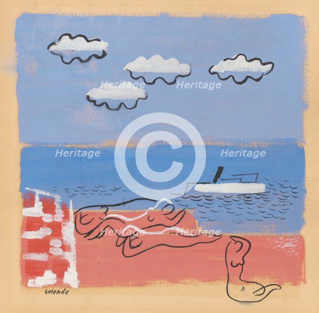 On the beach, 1933-1934. Creator: Mikulas Galanda.
