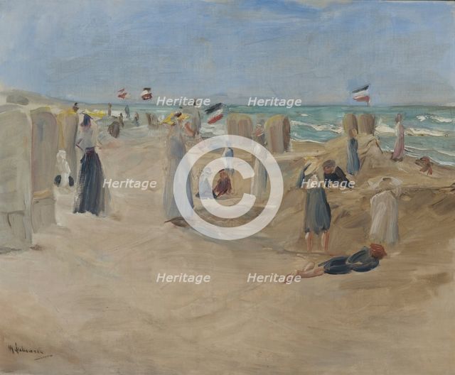 On the beach at Noordwijk, 1908.