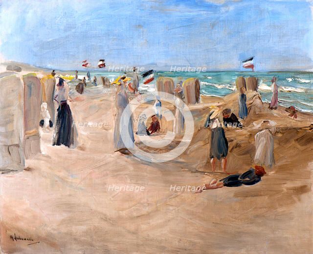 On the Beach at Noordwijk, 1908. Creator: Liebermann, Max (1847-1935).