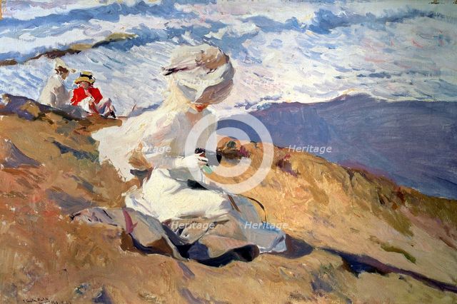  'On the beach at Biarritz', oil on canvas by Joaquin Sorolla.
