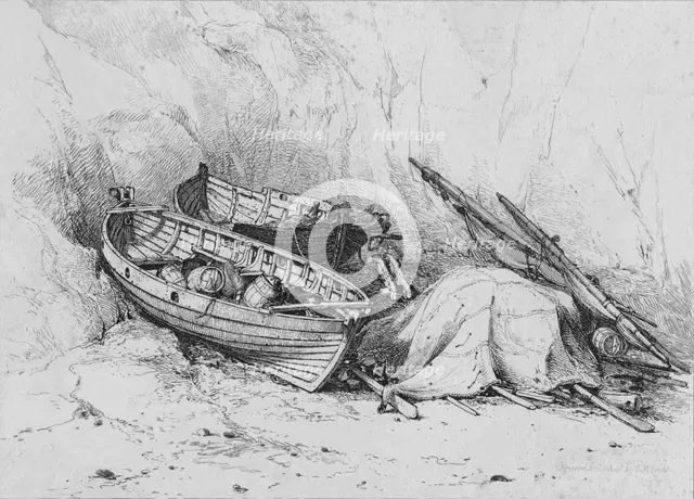 'On The Beach at Cromer', c1828. Creator: Edward William Cooke.