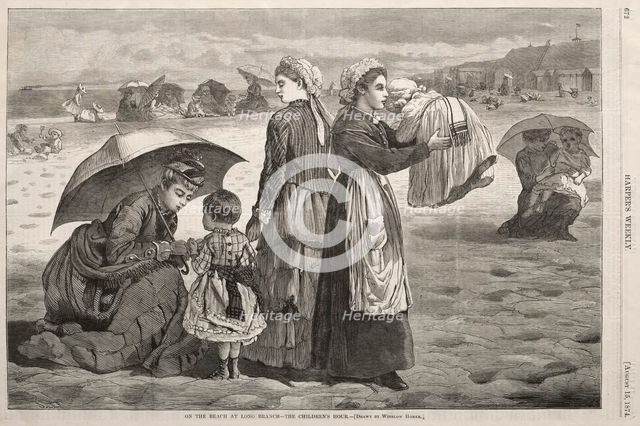 On the Beach at Long Branch - The Children's Hour, 1874. Creator: Winslow Homer (American, 1836-1910).