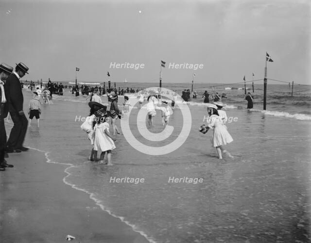 On the beach at Rockaway, N.Y., between 1900 and 1906. Creator: Unknown.
