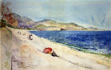 On the Beach below the Promenade des Anglais, Nice, France, 1898. Creator: Cass Gilbert