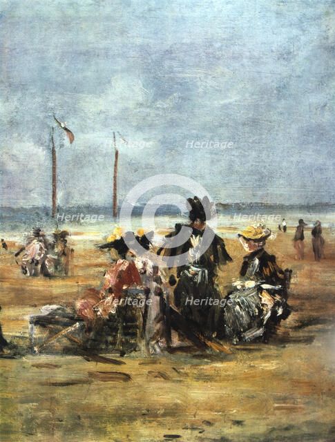 'On the Beach', (detail), 1880. Artist: Eugene Louis Boudin