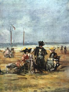 On the Beach (detail), 1880. Artist: Eugene Louis Boudin