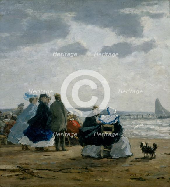 On the Beach, Dieppe, 1864. Creator: Eugene Louis Boudin.