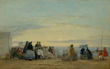 On the Beach, Sunset, 1865. Creator: Eugene Louis Boudin