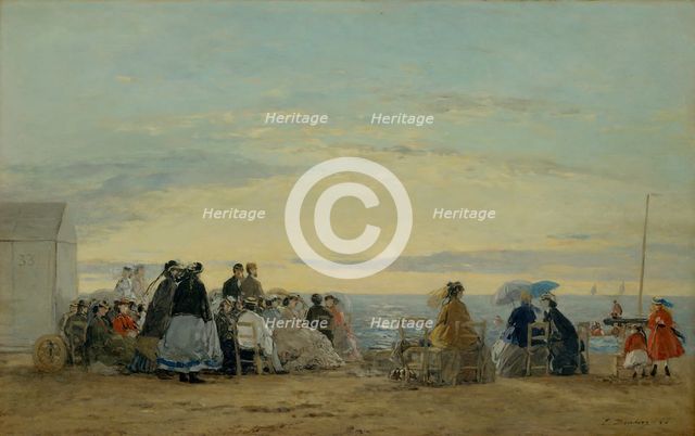 On the Beach, Sunset, 1865. Creator: Eugene Louis Boudin.