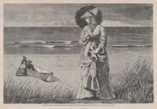On the Beach - Two are Company, Three are None (Harper's Weekly, Vol. XVI), August 17, 1872. Creator: Unknown