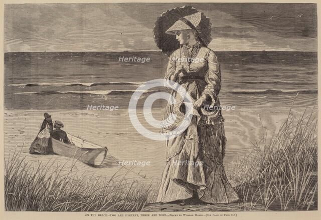 On the Beach - Two are Company, Three are None, published 1872. Creator: Winslow Homer.