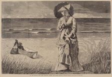 On the Beach - Two are Company, Three are None, published 1872. Creator: Winslow Homer
