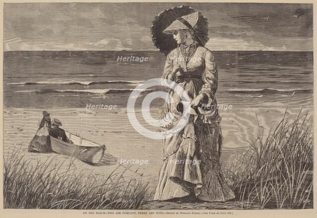 On the Beach - Two are Company, Three are None, published 1872. Creator: Winslow Homer.