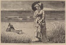 On the Beach - Two are Company, Three are None, published 1872. Creator: Winslow Homer