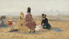 On the Beach, Trouville, 1887. Creator: Eugene Louis Boudin
