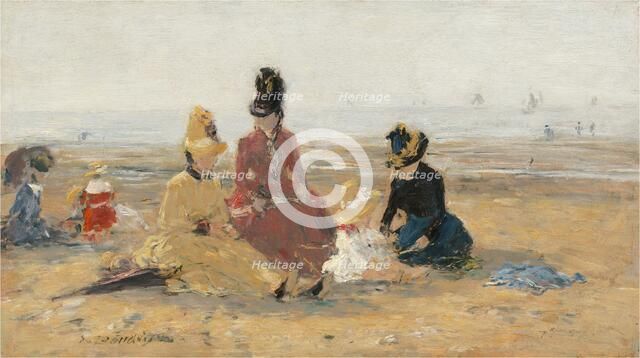 On the Beach, Trouville, 1887. Creator: Eugene Louis Boudin.