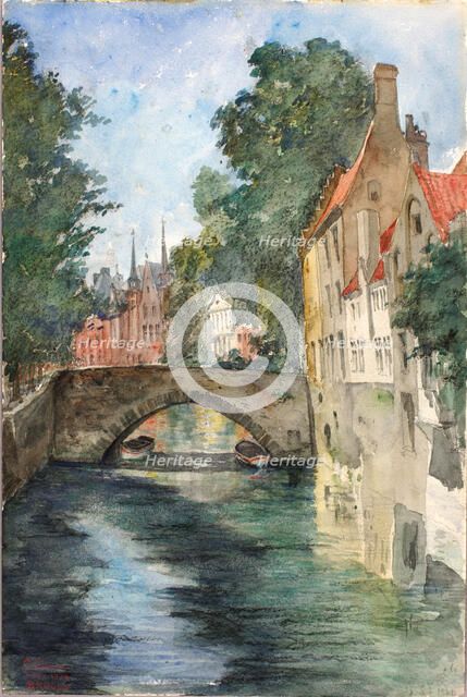 On the Canal, Bruges, 1928. Creator: Cass Gilbert.