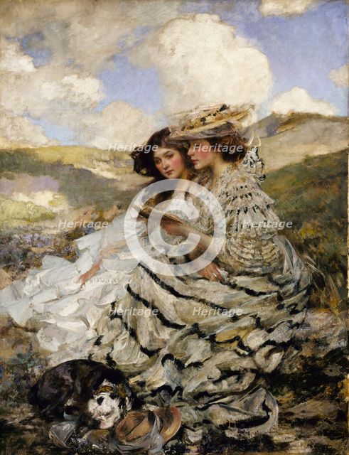 On the Dunes (Lady Shannon and Kitty), ca. 1900-1910. Creator: James Jebusa Shannon.