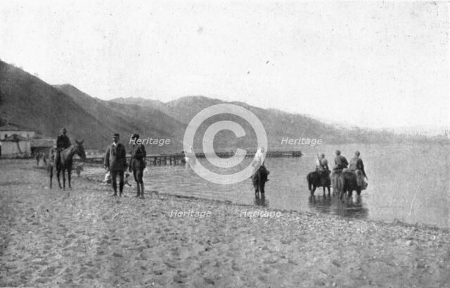 On the Eastern Front; September 10: a reconnaissance of French cavalry watering..., 1917. Creator: Unknown.