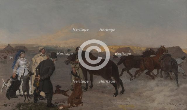 On the Farm, 1875. Creator: Jozef Chelmonski.