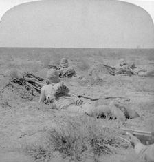 On the fighting line with the Queen's bravest, Modder River, South Africa, 1900. Artist: Underwood & Underwood
