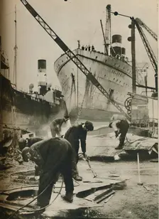 On the Firth of Forth. Shipbreaking at Bo'ness West Lothian 1937