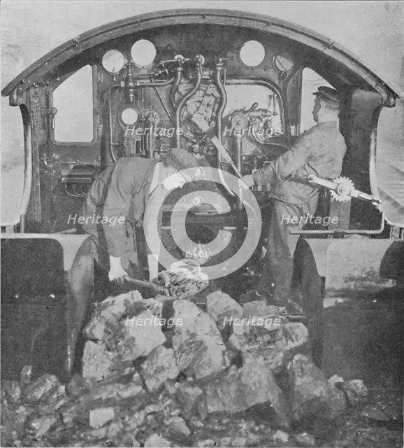 'On the Footplate of a Great Western Express Engine', 1926. Artist: Unknown.