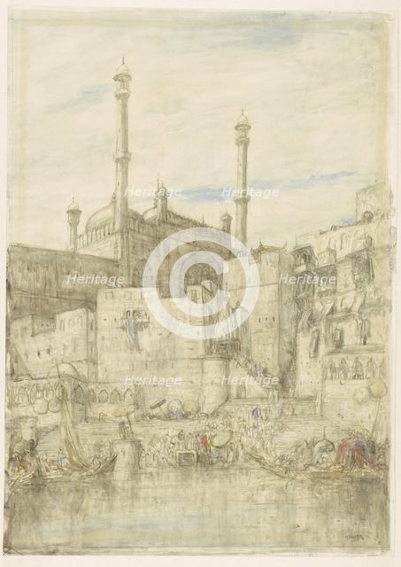 On the Ganges at Benares, c.1877-c.1932. Creator: Marius Bauer.