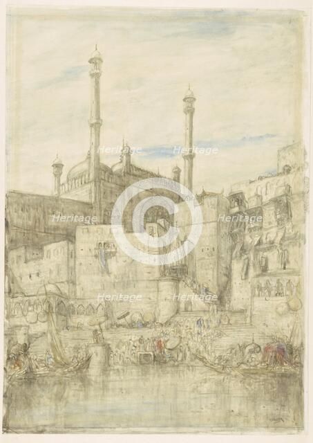 On the Ganges at Benares, c.1877-c.1932. Creator: Marius Bauer.