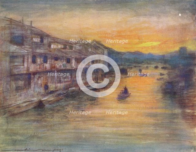 'On the Great Canal, Osaka', c1887, (1901). Artist: Mortimer L Menpes.