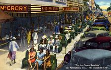 On the Green Benches, St Petersburg, Florida, The Sunshine City USA, 1940