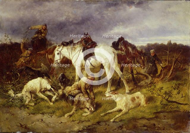On the Hunting, 1870s. Artist: Sverchkov, Nikolai Yegorovich (1817-1898)