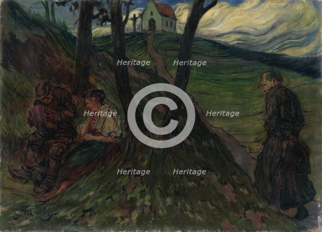 On the hill below the Church, around 1919. Creator: Gustav Mally.